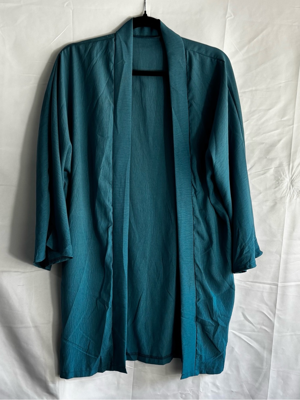 Teal Open-Front Lightweight Womenโs linen set